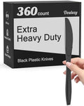 Dealusy 360 Count Extra Heavy Duty Black Plastic Knives Disposable by Dealusy