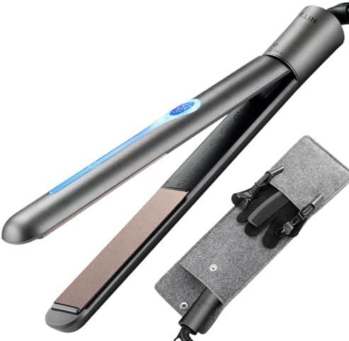 NITION Ceramic Tourmaline Hair Straighteners LCD Flat Iron MCH 10s Fast Heating Up. 1" Smooth 3D Floating Plate Healthy Straightening Tools. Travel Pouch Bag. Dual Voltage. Luxury Gift Box. Black by NITION