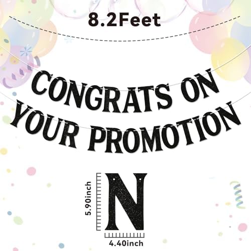 Congrats on Your Promotion Banner - Look at You Getting Promoted Party Decorations, Job Promotion Decor, Congratulations Decoration Supplies, So Proud of You Black - Image 2