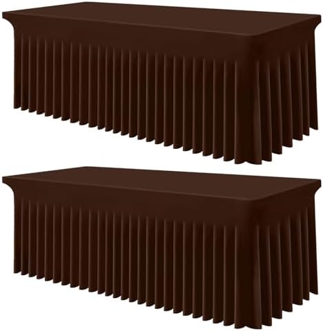 Smiry 2 Pack Spandex Elastic Fitted Table Cloth Skirt for 6FT Table by Smiry