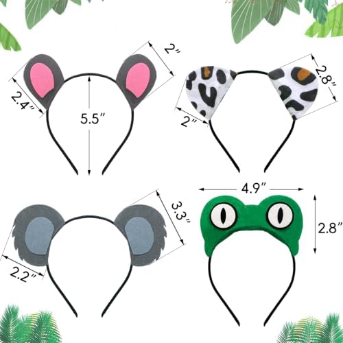 CiyvoLyeen 12Pcs Jungle Animal Ears Headbands Safari Decor for Kids Adult - Image 5