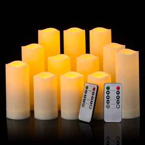 Flameless Candles with Remote Control Waterproof Outdoors & Indoors, Battery Candles with Remote Timer, Decorative Remote Led Candles. (D 2.2''X H 4'' 5'' 6'' 7'') -12-Pack. - Image 5