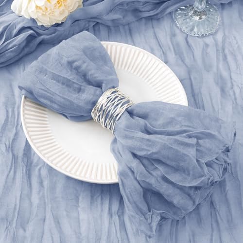 DeZerlor Dusty Blue Washable Cheesecloth Napkins Set of 12 for Wedding by DeZerlor
