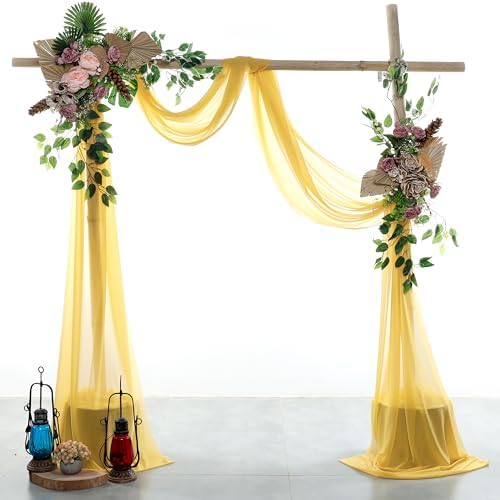Pack of 2 Wedding Arch Drape Panel Fabric 30" x 50ft - Gold - Image 2