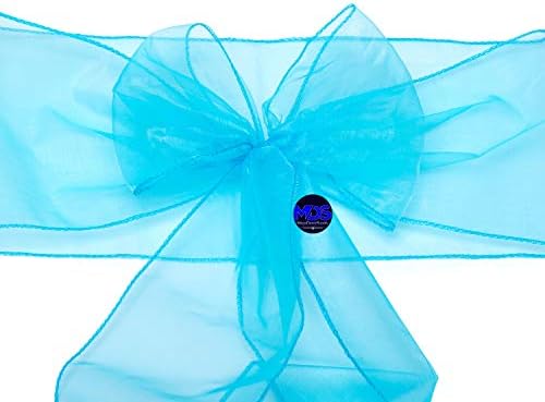 MDS Pack of 200 Organza Chair Sashes for Wedding & Event Décor – Turquoise - Image 4