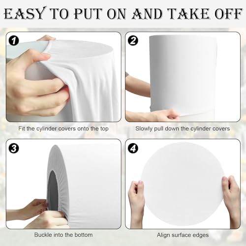 SaitiMade Set of 5 - White Cylinder Pedestal Stand Covers - Image 5