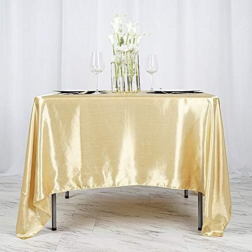 Balsa Circle 10 pcs 72x72 inch Champagne Square Tablecloth Satin Fabric Overlays Linens | Table Cloths Cover for Wedding Party Banquet Reception Events Decoration Kitchen Dining Events Kitchen Dining - Image 4
