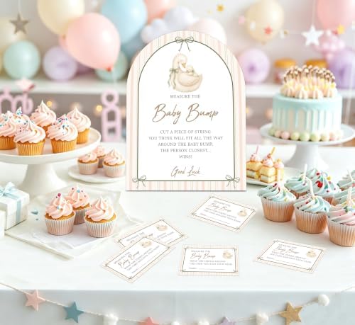 Goose Baby Shower Games, Vintage Goose Measure The Baby Bump Game, 6x8 Inch Arch Wooden Sign With Stand And 50 Guessing Cards, Gender Reveal Party Supplies & Decorations - AD04 - Image 4