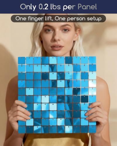 COKAOBE LiteGrid Series Shimmer Wall Backdrop - 24Pcs Turquoise Blue - Image 3