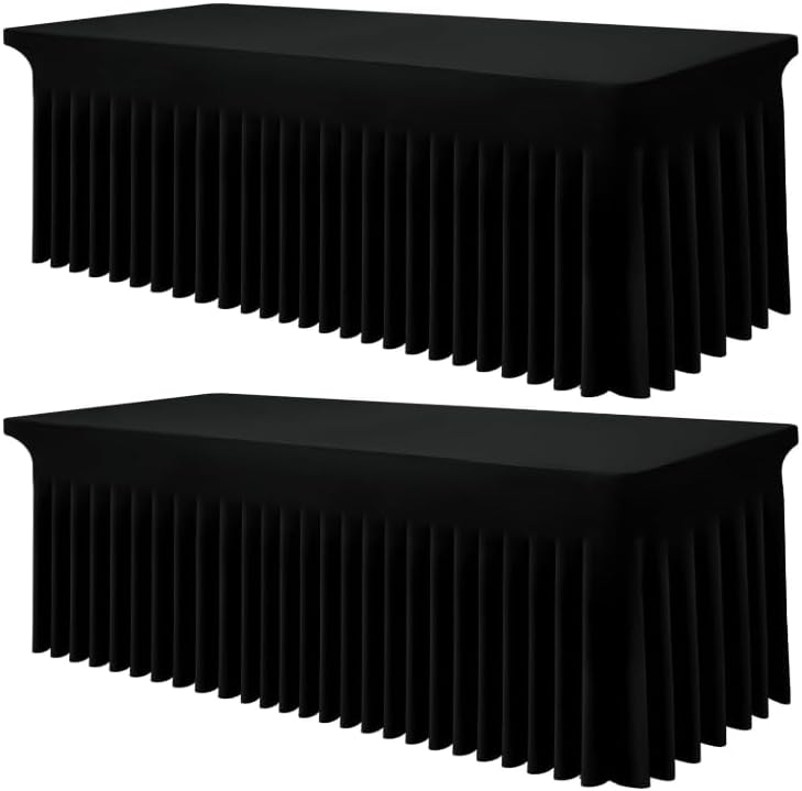 Smiry 2 Pack Spandex Elastic Fitted Table Cloth Skirt for 8FT Table by Smiry