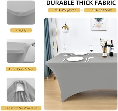 112 2-Pack 6ft Spandex Table Covers for Rectangle Standard Folding Tables - Wrinkle Resistant Stretch Tablecloths - Ultimate Fitted Table Protector for Parties, Banquet, and Wedding - Image 2