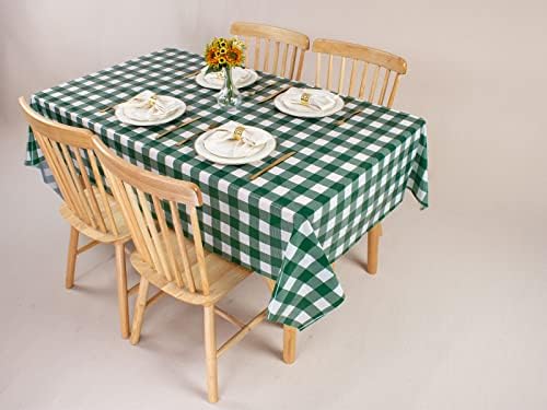 Kesfey 8 Packs Green and White Checkered Tablecovers 54 x 108 Inches Disposable Party Picnic Table Cloth SpillProof Plastic Gingham Tablecovers for Camping Decoration Party Favors - Image 5