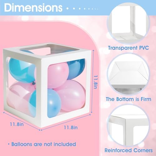 Ledido Baby Boxes with Letters for Baby Shower Decorations with 38 Balloons, 4 pcs Clear Balloon Boxes Blocks for Boys Girls Gender Reveal Decorations Birthday Backdrop Party (White) - Image 3