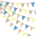 Champagne Gold Dusty Blue Sage Green Yellow Pennant Banner Flag Olive Green Macaron Yellow Blue Hanging Glitter Paper Triangle Bunting for Birthday Wedding Shower Hen Party Decorations Supplies by pinkblume
