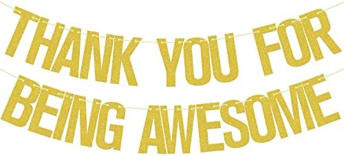 Thank You for Being Awesome Banner Gold Glitter, We Will Miss You Banner, Birthday,for Retirement Farewell Going Away Office Work Party Decorations Gold Glitter by BOMXOI