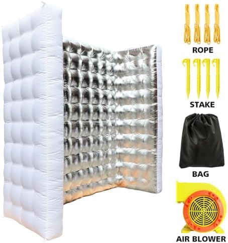 Inflatable Photo Booth Wall –8.2X8.2X4FT Portable Backdrop with LED Lights, Easy Setup for Parties, Weddings, Birthdays & Events – Silver - Image 3