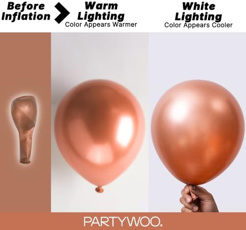 PartyWoo Rose Gold Balloons 50pcs Metallic Chrome Rose Gold Color 12 Inch - Image 3