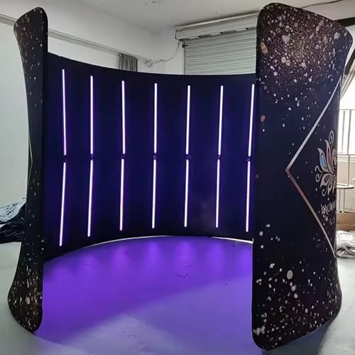360 Photobooth Backdrop Photo Booth Enclosure Wall Backdrops Customized Logo 8FT Video Selfie Rotating Background with 28 PCS LED Light Stand for Rental Wedding Party - Image 5