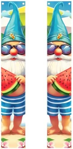 BlissYard 2pcs Welcome Summer Door Banner Hawaiian Beach Funny Gnome Porch Banners Sign Summer Sunshine Front Door Hanging Decor Banner for Seasonal Home Hawaii Tropical Party Outdoor Decorations by BlissYard