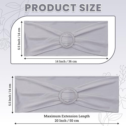 Pack of 75 Spandex Chair Sashes for Wedding Party & Event – Light Silver - Image 2
