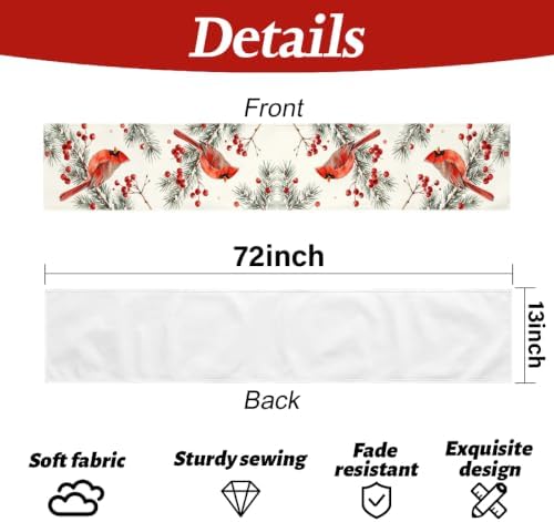 Christmas Cardinal Table Runner Winter Cardinal Christmas Party Decorations - Image 5