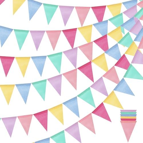 RUBFAC 78ft Pastel Pennant Banner Flags by RUBFAC