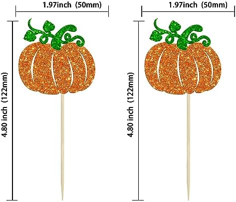 24Pcs Pumpkin Cupcake Toppers Glitter Fall Theme Cupcake Picks Pumpkin Themed Baby Shower Birthday Thanksgiving Halloween Party Cake Decorations Supplies Orange - Image 2