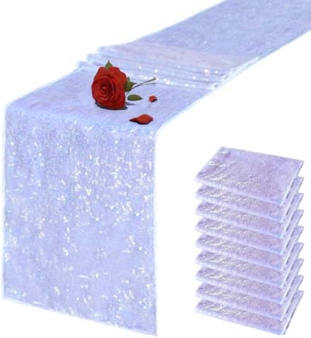 VHH 10 Packs 12 x 72 inches Mermaid Purple Sequin Table Runner by VHH