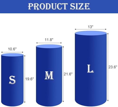 SaitiMade Set of 3 - Royal Blue Cylinder Pedestal Stand Covers - Image 2
