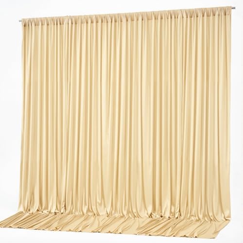 10x10ft Champagne Backdrop Curtain Panels for Parties - Wrinkle Free Polyester Photo Curtain Backdrop Wedding Back Drop Fabric Drapes for Party Decorations Background for Photography by WishCare