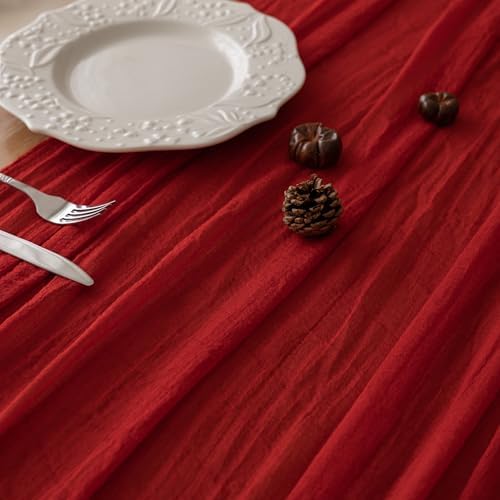 10Pcs Red Cheesecloth Table Runner 120 Inches for Party Home Decor - Image 2