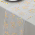 Snowkingdom 2 Pcs Gold Table Runner, Gold Maple Leaves Fall Thanksgiving Table Decorations for Autumn Harvest Sequin Glitter Lightweight White Thin Mesh Sparkle Farmhouse Dining Party Decor 108 Inch by Snowkingdom