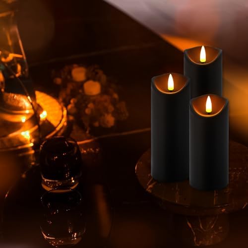 Black Flameless LED Candles with Remote Timer, 72 Pack Battery Operated Flickering Pillar Candles, Waterproof Electric Fake Candles for Halloween Decor, Spooky Party, Haunted House, Indoor Outdoor Use - Image 7