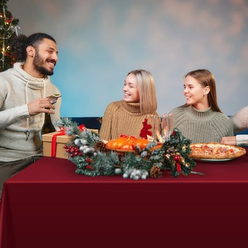 8 Pack Maroon Plastic Tablecloth for Rectangle Tables, Premium Decorative Burgundy Disposable Table Cloths for Parties, Rectangle Party Table Cover for Birthday Anniversary Graduation, 54x108 Inch - Image 6