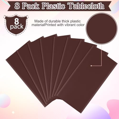 8 Pack Brown Plastic Tablecloth for Rectangle Tables, Premium Decorative Brown Disposable Table Cloths for Parties, Bulk Rectangle Party Table Cover for Birthday, Wedding, Anniversary, 54 x 108 Inch - Image 4