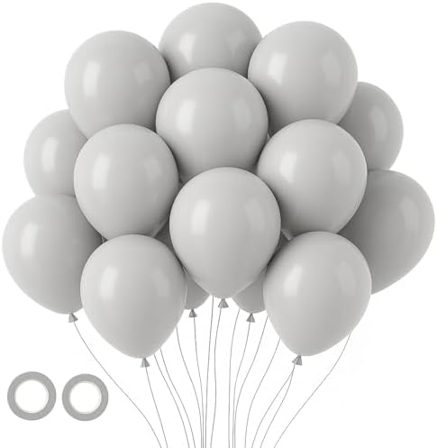 Voircoloria 105pcs Light Gray Party Latex Balloons, 12inch by Voircoloria
