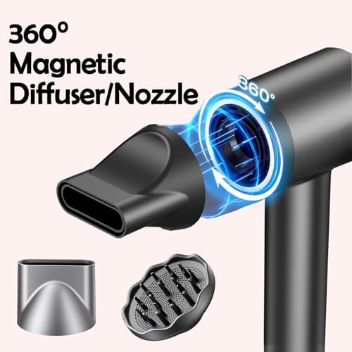 STFF ion Hair Dryer high Speed brushless Motor with Blow Dryer Diffuser,1400W Ultra-Fast Dryer,Ultra-Ligh, Low Noise,Intelligent LCD Display,for Women/Children - Image 4