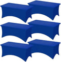 Fixwal 6 Pack 6FT Royal Blue Tablecloth Rectangle Spandex Table Cover by Fixwal