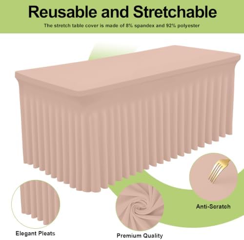 Smiry 2 Pack Spandex Elastic Fitted Table Cloth Skirt for 6FT Table - Image 3