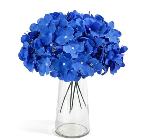 Auihiay 64Pcs Royal Blue Hydrangea Artificial Flowers, Silk Hydrangea Heads - Image 2