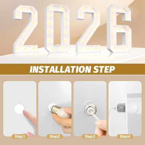 Ledido Easy-Assemble 4FT Warm White Marquee Light Up Number 4 for Birthday - Image 5