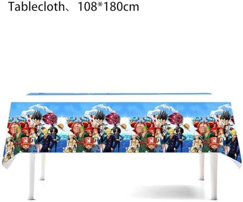 45Pcs For One Piece Birthday Party Supplies: 1 Banner, 1 Tablecloth, 1 Backdrop, 1 Cake Topper, 24 Cupcake Toppers, 15 Balloons, 2 Aluminum Balloons for Kids Boys Theme Party Decorations - Image 3