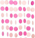WEVEN Pink Paper Garland Circle Dots Party Garland Streamer Backdrop Hanging Decorations, 2.5" in Diameter, 20 Feet in Total by WEVEN