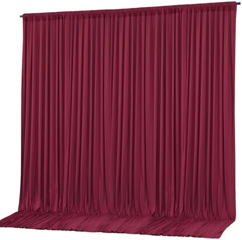 10x10ft Burgundy Backdrop Curtain Panels for Parties - Wrinkle Free Polyester Photo Curtain Backdrop Wedding Back Drop Fabric Drapes for Party Decorations Background for Photography by WishCare