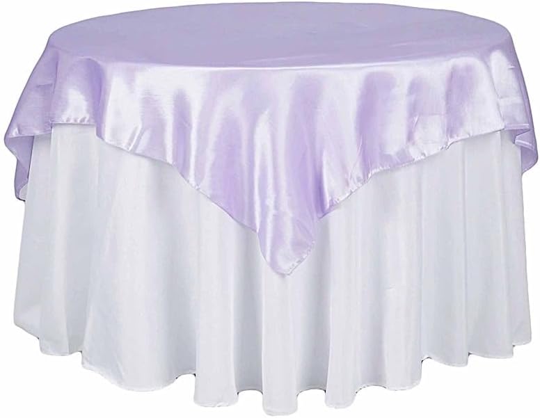 Balsa Circle 10 pcs 72x72 inch Lavender Square Tablecloth Satin Fabric Overlays Linens | Table Cloths Cover for Wedding Party Banquet Reception Events Decoration Kitchen Dining Events Kitchen Dining by BalsaCircle