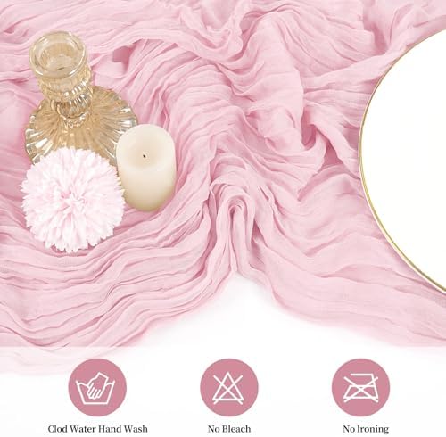 20 Pack Cheesecloth Table Runner 20 x 120 Inch, Light Pink - Image 4