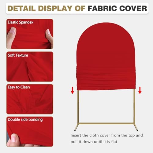 Arch Backdrop Stand and Cover Set, Metal Balloon Arch Backdrop 6ft, Gold Arched Stand Frame for Wedding, Parties,Birthday, Backdrop Decorations (Red,6ft) - Image 4