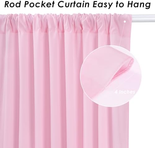 Pink Backdrop Curtains 10ftx10ft Birthday Polyester Photo Drapes - Image 4