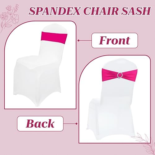 MDS Pack of 150 Spandex Chair Sashes for Wedding Party & Event – Magenta - Image 4