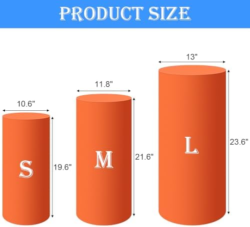 SaitiMade Set of 3 - Orange Cylinder Pedestal Stand Covers - Image 2